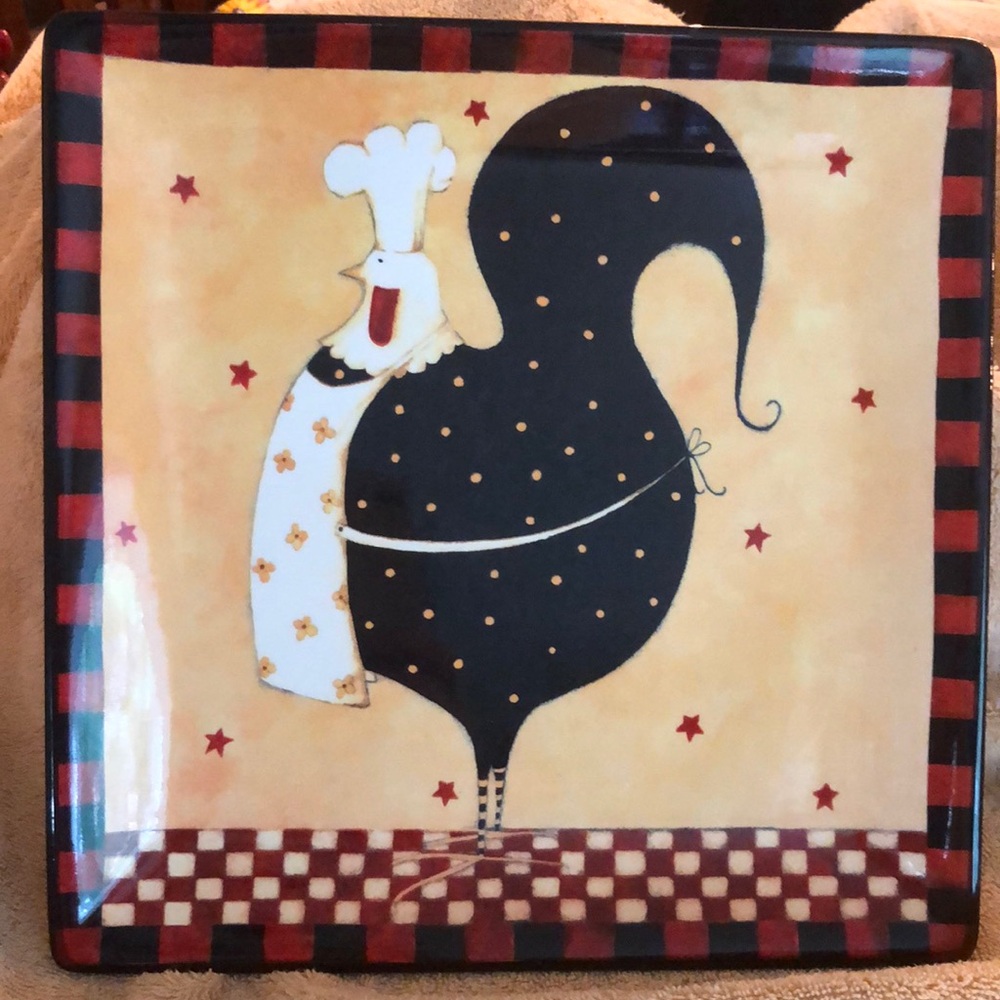 Dan Dipaolo Certified International Rise & Shine Rooster Chef Plate 11" x 11" Sq